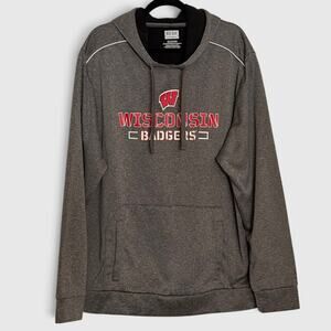 Wisconsin Badgers Hoodie Men 2XL Box Seat Pullover Gray Sweatshirt NCAA Football